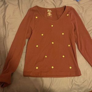 Happy face long sleeve crop top